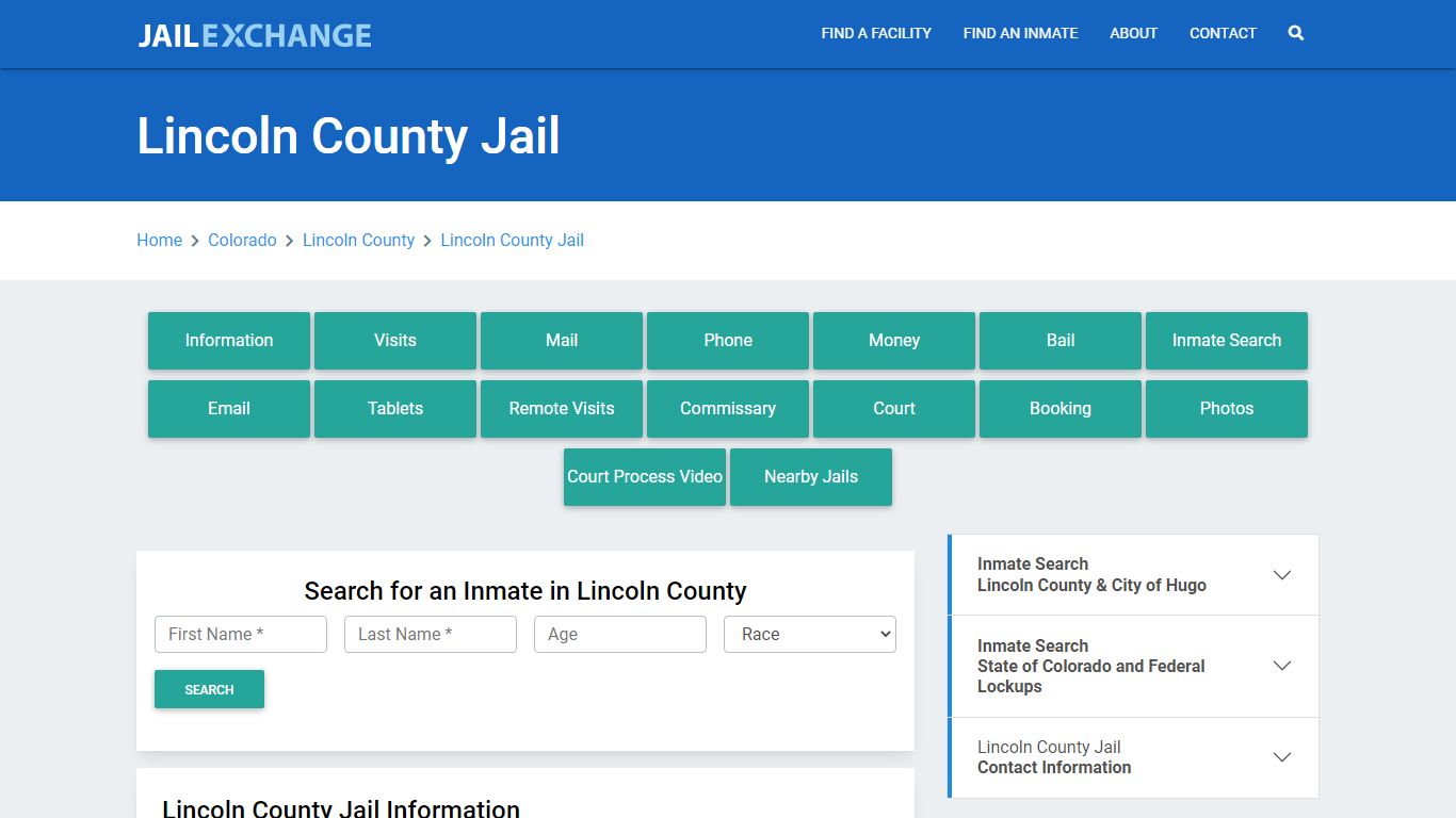 Lincoln County Jail Roster Lookup, CO, Inmate Search